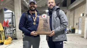 Marlyn Argueta, left, a former AACC soccer player, is a soccer coach at South River High School.
